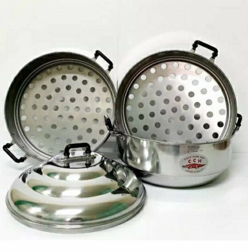 Thai Tradition Crocodile Brand Aluminum Cookware Chinese Steamer Pot 36 or  40 cm